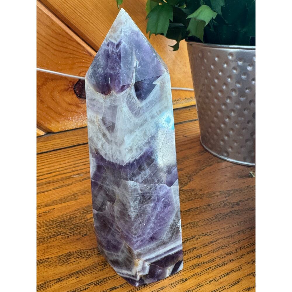 Chevron Amethyst Crystal Tower Polished Point 6–7 Inch - Picture 6 of 12